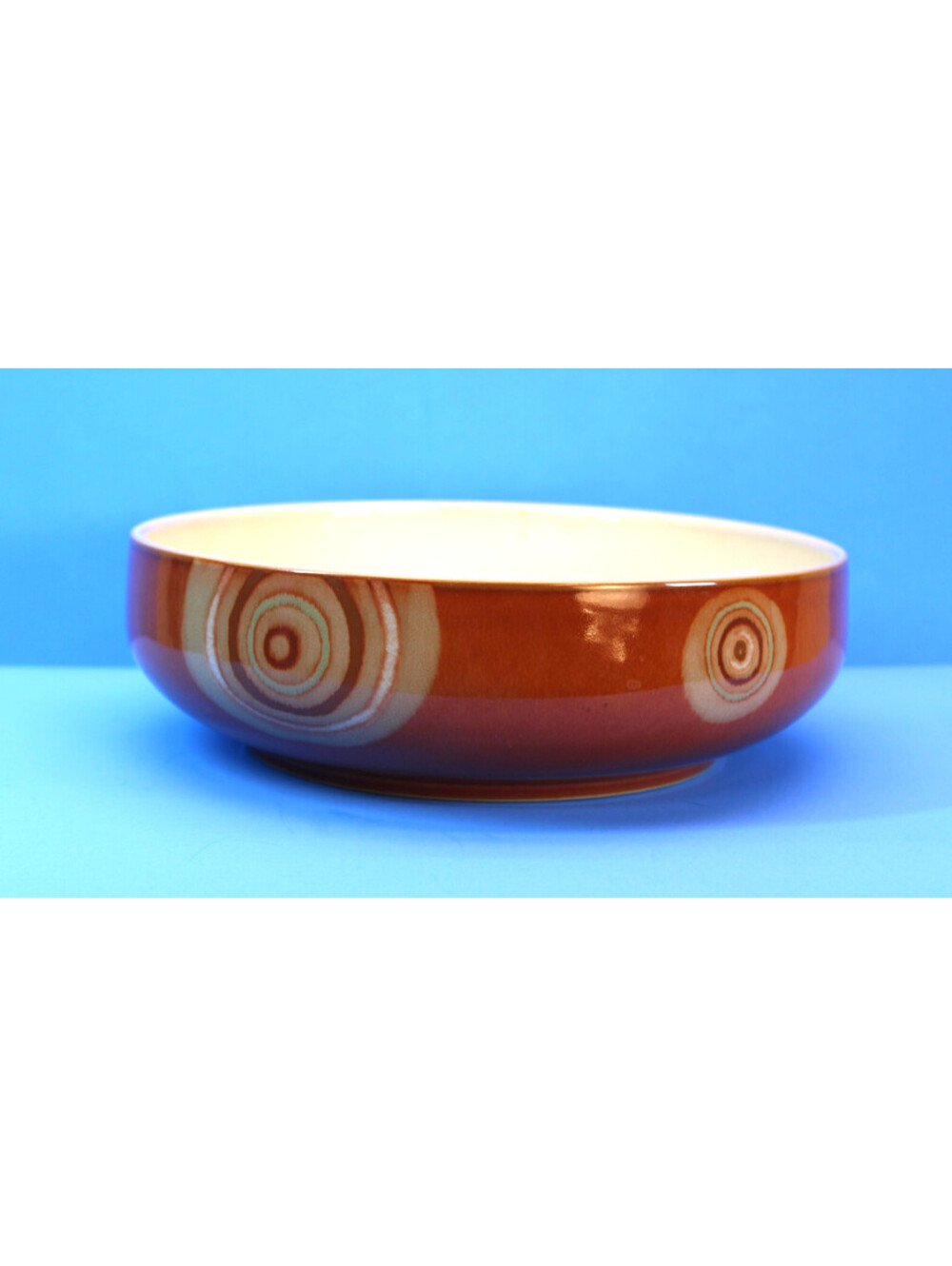 Denby Langley England Fire Chili 9.5" Deep Serving Bowl Swirl Pattern Stoneware